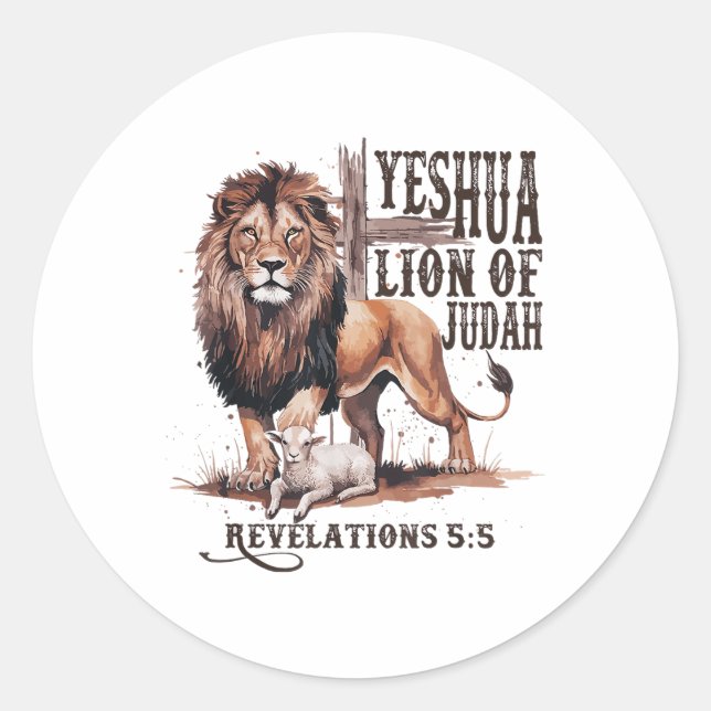 Lion Of Judah Yeshua Jesus Bible Religious Christi Classic Round Sticker (Front)