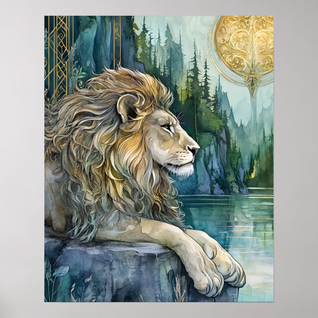 Lion of the Enchanted Realm Fantasy Art  Poster (Front)