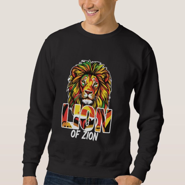 Lion of Zion Rasta Reggae Design Sweatshirt (Front)