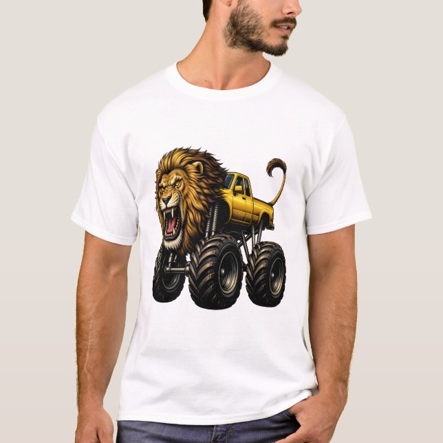 Lion Off Road Monster Truck T-Shirt (Front)