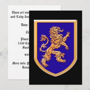 Lion on Blue Shield Invitation