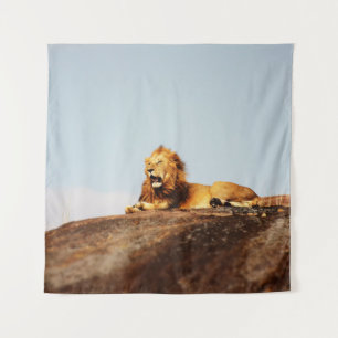 LION ON GROUND DURING DAYTIME TAPESTRY