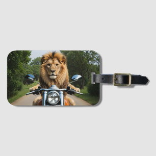 Lion on Motorbike Luggage Tag