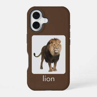 Lion on white and brown with text iPhone 16 case