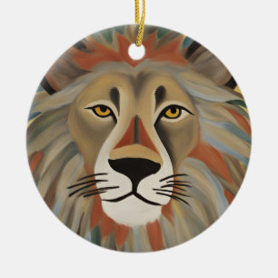 Lion Painting Ceramic Tree Decoration