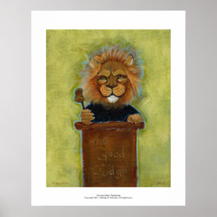 Lion painting original art judge legal law lawyers poster