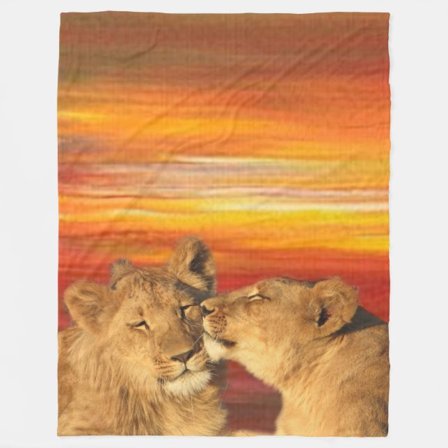 Lion Pair Fleece Blanket 60x80" (~twin size) (Front)