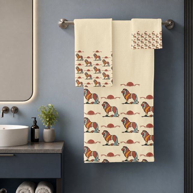 Lion Pattern Bath Towel Set | Wildlife Decor (Creator Uploaded)