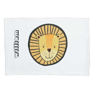 Lion pattern boys name pillowcase