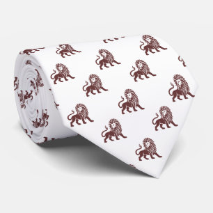 Lion Pattern - Dark Brown on White Tie