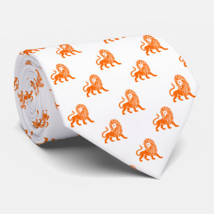 Lion Pattern - Orange on White Tie