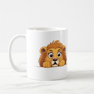 Lion Peeking Cute Adorable Funny Animal Cartoon Coffee Mug