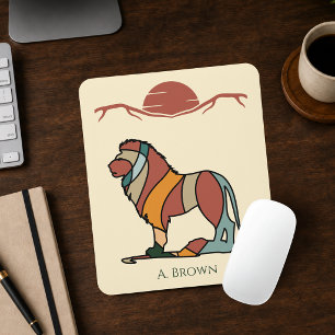 Lion Personalised Mouse Pad Name Desk Decor