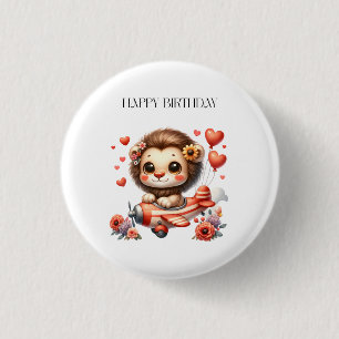 Lion Pilot Birthday 3 Cm Round Badge