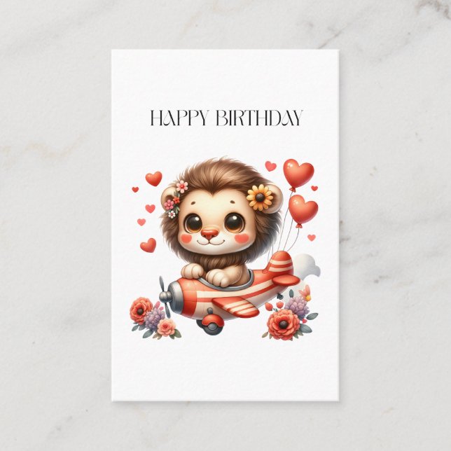 Lion Pilot Birthday Business Card (Front)
