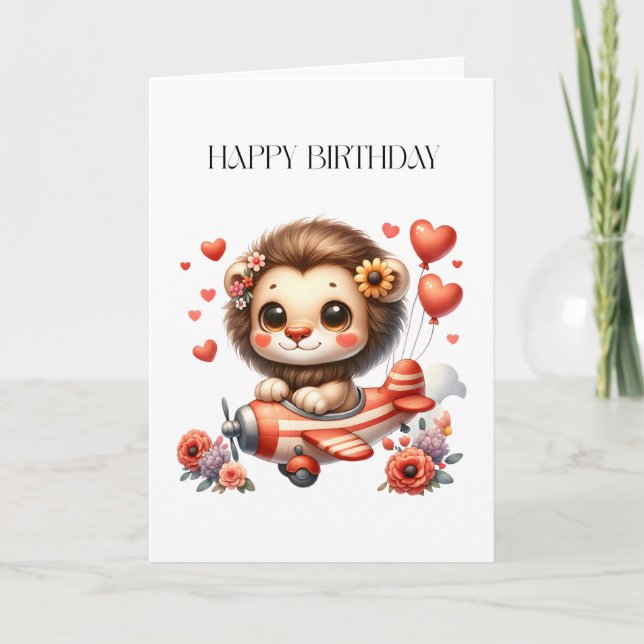 Lion Pilot Birthday Card (Front)
