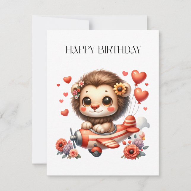 Lion Pilot Birthday Card (Front)