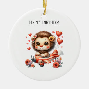 Lion Pilot Birthday Ceramic Tree Decoration
