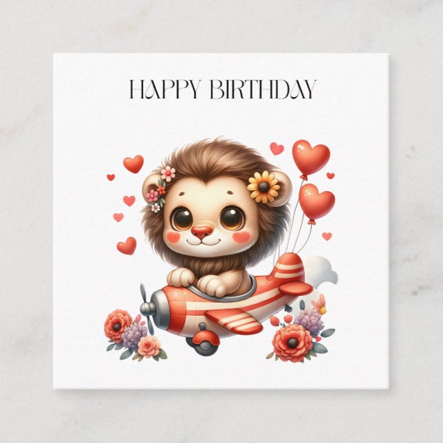 Lion Pilot Birthday Enclosure Card (Front)