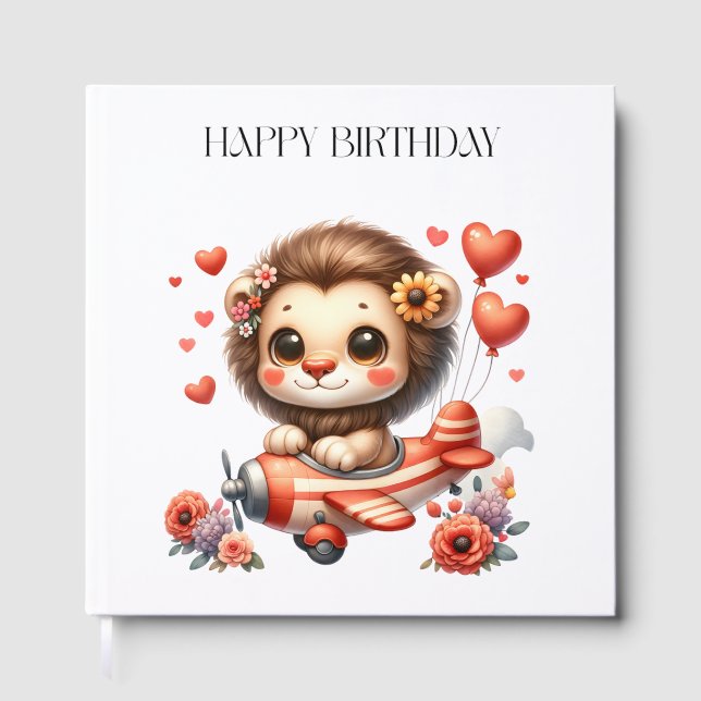 Lion Pilot Birthday Guest Book (Front)