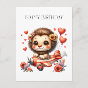 Lion Pilot Birthday Invitation Postcard