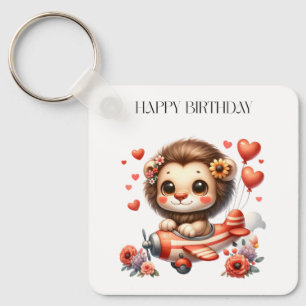 Lion Pilot Birthday Key Ring
