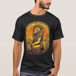 Lion Playing Djembe Drum Drumming Drummer African T-Shirt