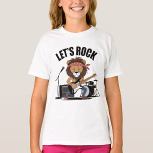 Lion playing guitar with drums and mike T-Shirt