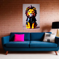 Lion plush toy in black cloths | AI Art  