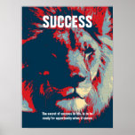 Lion Pop Art Success Quote Inspirational Poster<br><div class="desc">The secret of success in life,  is to be ready for opportunity when it comes</div>