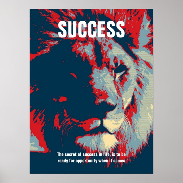 Lion Pop Art Success Quote Inspirational Poster (Front)