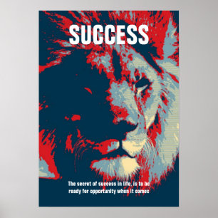 Lion Pop Art Success Quote Inspirational Poster