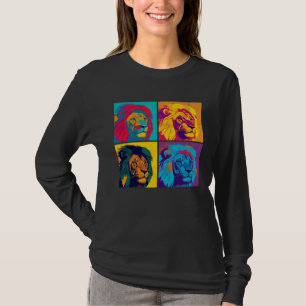 Lion Pop Illustration Colorful Animal Women Men T-Shirt