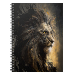 Lion Portrait Animal Nature Wildlife Dark Painting Notebook