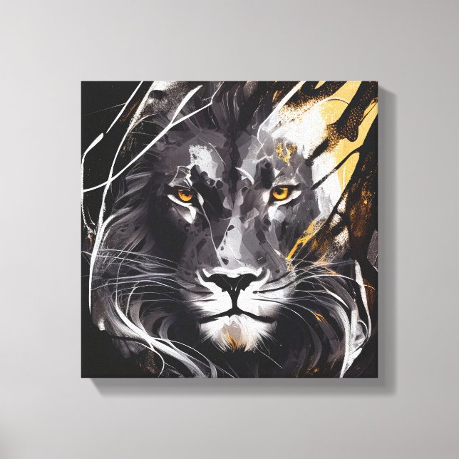 Lion Portrait Animal Painting Wildlife Adventure Canvas Print (Front)