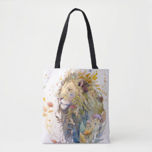 Lion Portrait Animal Painting Wildlife Forest Tote Bag