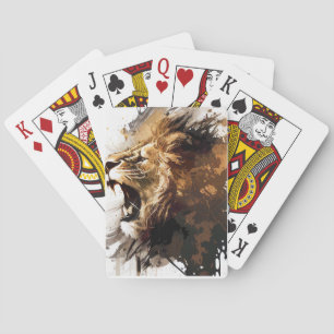 Lion Portrait Animal Painting Wildlife Mountain Playing Cards