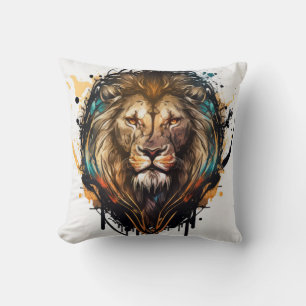 Lion Portrait Animal Painting Wildlife Outdoors Cushion