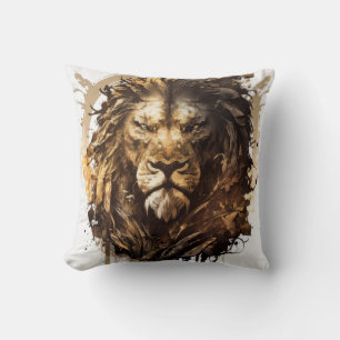Lion Portrait Animal Painting Wildlife Outdoors Cushion