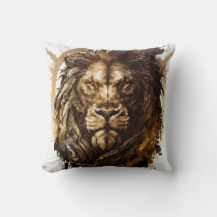 Lion Portrait Animal Painting Wildlife Outdoors Cushion
