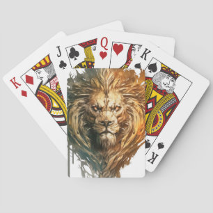 Lion Portrait Animal Painting Wildlife Outdoors Playing Cards
