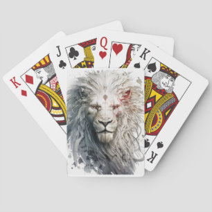 Lion Portrait Animal Painting Wildlife Outdoors Playing Cards