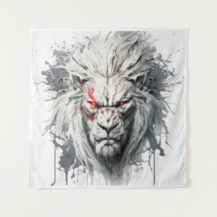 Lion Portrait Animal Painting Wildlife Outdoors  Tapestry