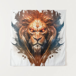 Lion Portrait Animal Painting Wildlife Outdoors Tapestry