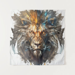 Lion Portrait Animal Painting Wildlife Outdoors Tapestry