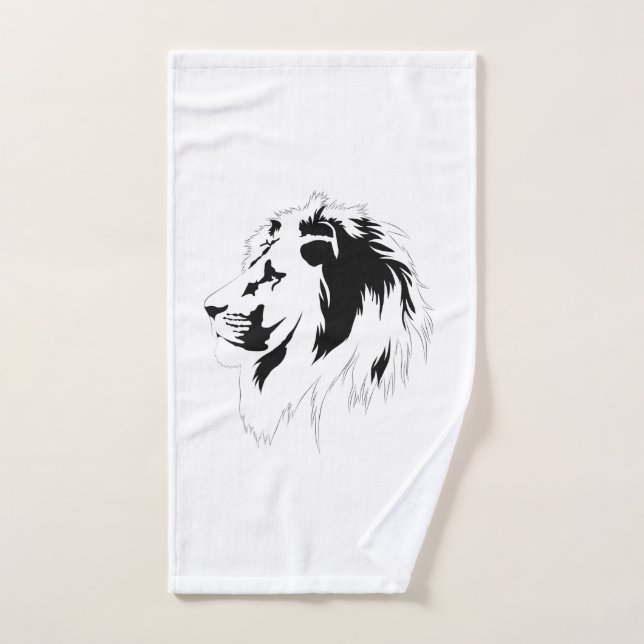 Lion Portrait (black)  Hand Towel (Hand Towel)