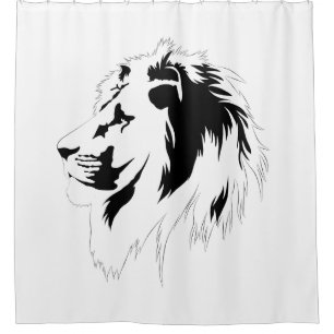 Lion Portrait (black)  Shower Curtain