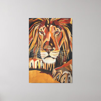 Lion Portrait In Geometric Art Style Canvas Print