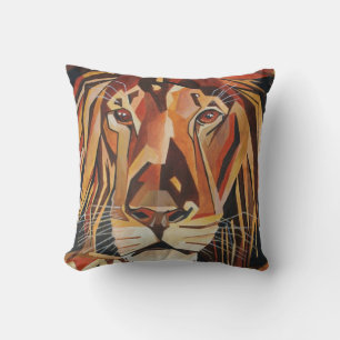 Lion Portrait In Geometric Art Style Cushion