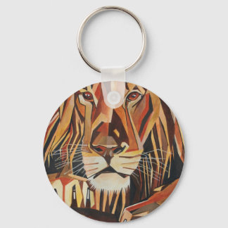 Lion Portrait In Geometric Art Style Key Ring
